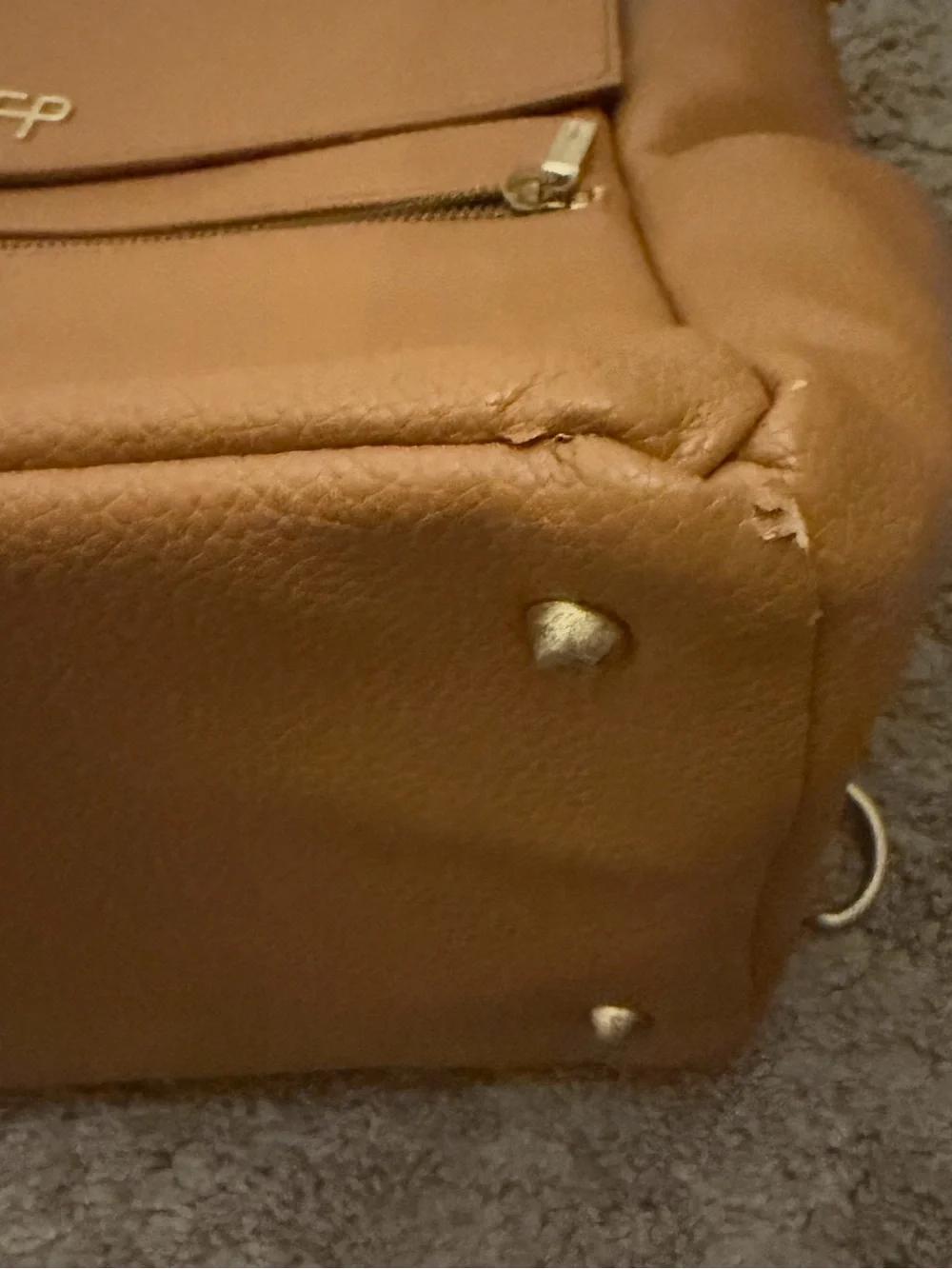 Freshly Picked Tan Leather Diaper Bag